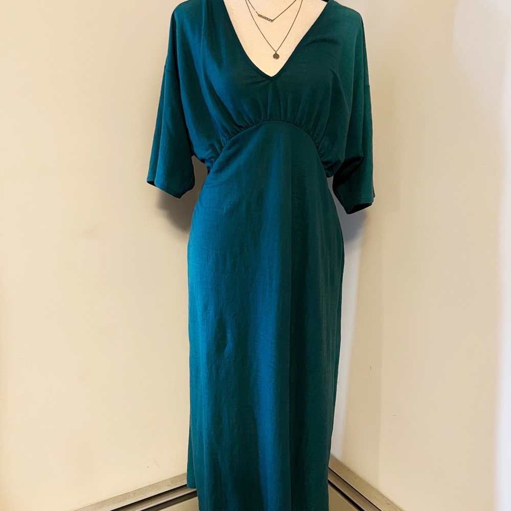 ZARA Deep V-Neck Midi Dress